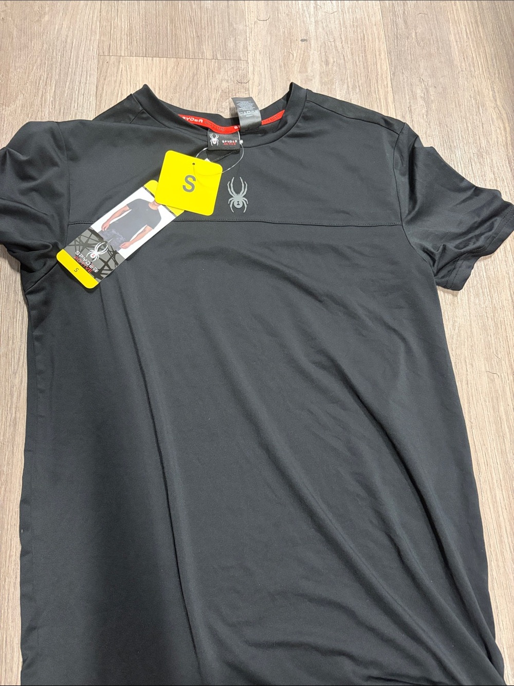 Spyder Black Short-Sleeve Athletic Tee with Reflective Logo